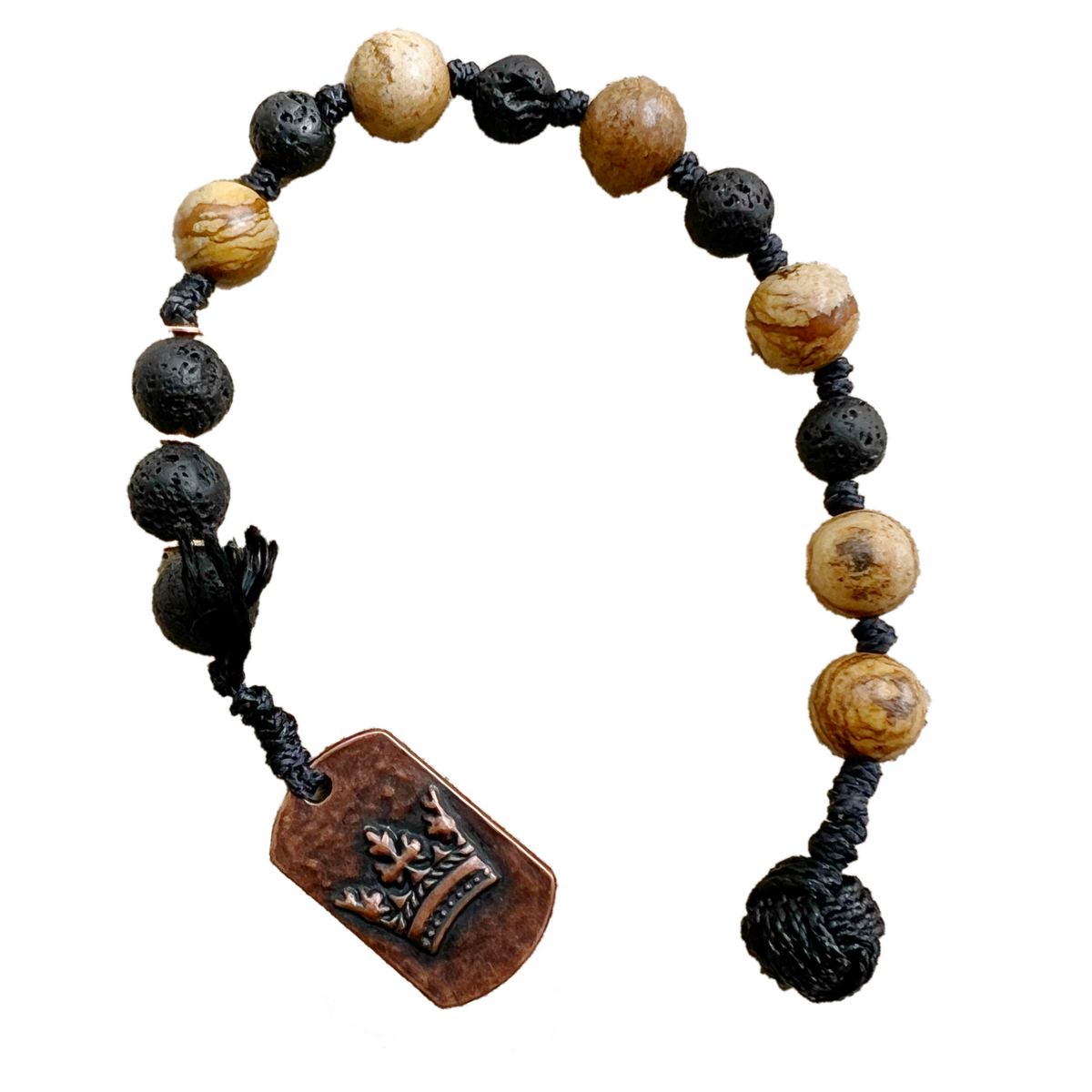 Copper Crown Tag with Monkey Fist Beads