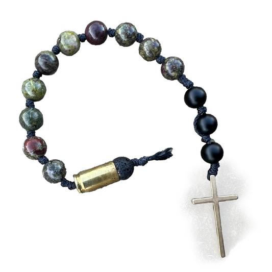 Brass Cross with Brass Shell Dragon’s Blood Rosary