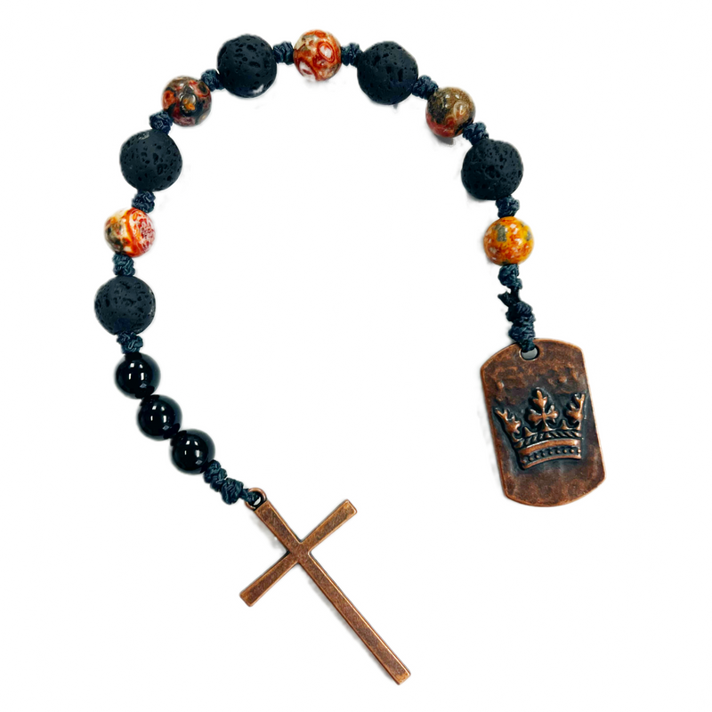 ROSARY - Copper Cross with Copper Crown Tag